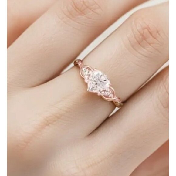 Heart Cut Timeless Moissanite Infinity Engagement Promise Ring in rose gold - Picture 5 of 6